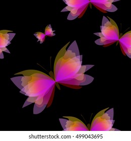 Butterfly seamless background. Vector