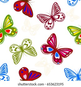 Butterfly seamless background. Vector
