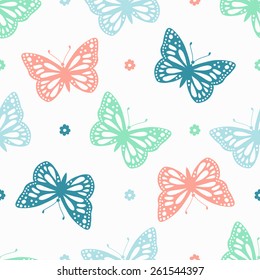 Butterfly seamless background. Vector illustration.