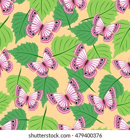 Butterfly seamless background, vector illustration
