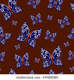 Butterfly seamless background, vector illustration
