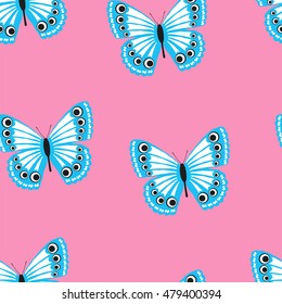 Butterfly seamless background, vector illustration