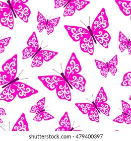 Butterfly seamless background, vector illustration