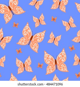Butterfly seamless background, vector illustration