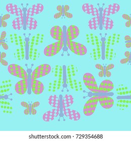 Butterfly seamless  halftone  pattern . Hand drawn.