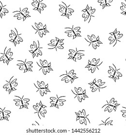 Butterfly seamless outline vector in line art style on white background. Line art butterfly. Cartoon animals. Simple design seamless pattern. Exotic wallpaper. Abstract pattern.