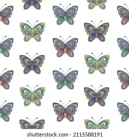 Butterfly seamless pattern. Background with beautiful, colorful butterflies.