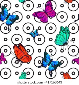 Butterfly Seamless Pattern. Background with Butterflies. Vector illustration