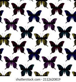 Butterfly seamless pattern. Background with colorful butterflies. Vector.