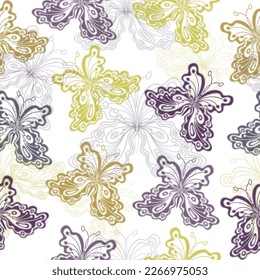 Butterfly seamless pattern. Background with colorful butterflies. Vector. Fashionable tones. Textiles, wallpaper, wrapping paper