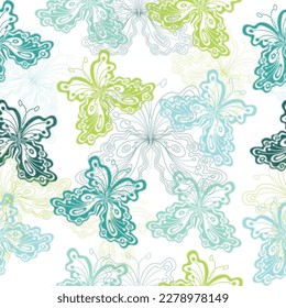 Butterfly seamless pattern. Background with colorful butterflies. Butterfly on leopard print. 