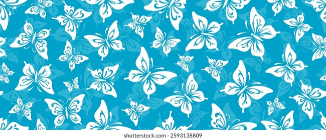 Butterfly Seamless Pattern. Beautiful Butterfly Print Template for Textile, Fabric, Summer Design. Beauty Insect Flying Pattern. Vector Illustration