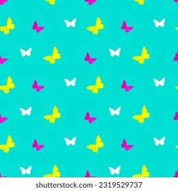 Butterfly seamless pattern. Blue background. Vector design.