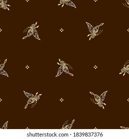 Schmetterling, nahtlos, brauner Hintergrund, Vektorgrafik