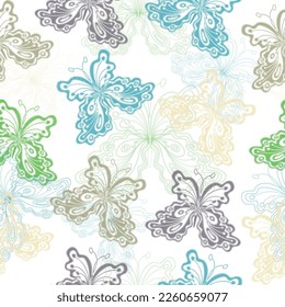 Butterfly seamless pattern. Colorful butterflies on a white background. Vector. Design for use covers, fabric, textile, background and others.