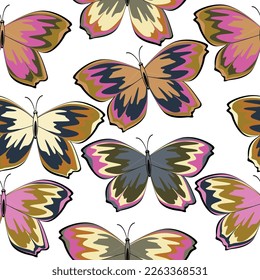 Butterfly seamless pattern. Colorful butterflies on a white background. High quality for your design. Textiles,wallpaper,decoration,print.