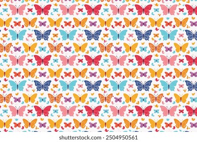 Patrón sin costuras de mariposa. Fondo de mariposas de colores. Ilustración vectorial.