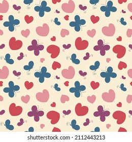 Butterfly seamless pattern cute color vector image