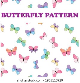 Butterfly Seamless Pattern Cute Pastel