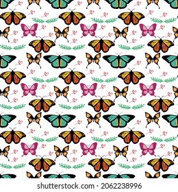 Butterfly Seamless Pattern Design . Vector Illustration.