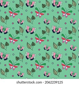 butterfly Seamless Pattern Design . Vector Illustration.