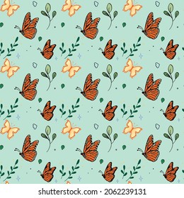 butterfly Seamless Pattern Design . Vector Illustration.