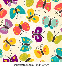 Butterfly seamless pattern. EPS 10 vector illustration.