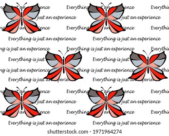 Butterfly seamless pattern with inscription. Fabric print or other use