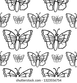 butterfly seamless pattern isolated on white background