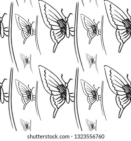 butterfly seamless pattern isolated on white background