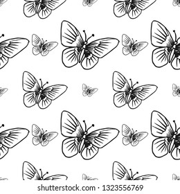 butterfly seamless pattern isolated on white background