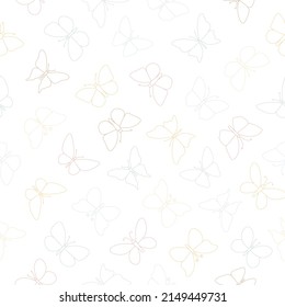 Butterfly seamless pattern. Line butterflies shape wallpaper. Vector illustration isolated on white.