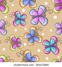 Butterfly seamless pattern on a beige background
