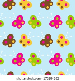 Butterfly seamless pattern on a blue background