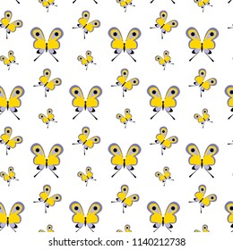 Butterfly seamless pattern on the white background. Vector illustration