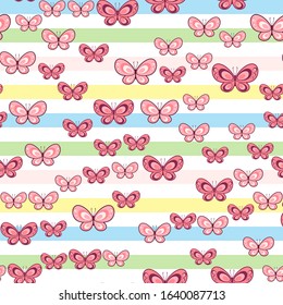 Patrón sin soldadura de mariposa sobre fondo blanco. Diseño de impresión de papel. Ilustración de vector retro abstracta. Tejidos, tejidos, envolturas a la moda. Decoración moderna del espacio.