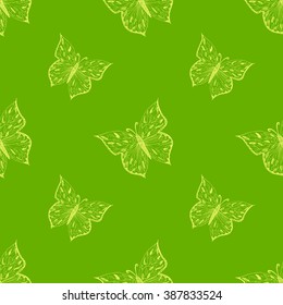 Butterfly seamless pattern. Ornamental hand drawn sketched colorful  vector illustration.