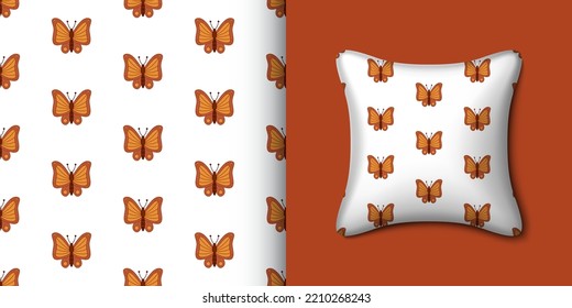 Patrón de mariposa sin fisuras con almohada. Ilustración del vector