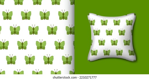 Butterfly seamless pattern with pillow. Vector illustration