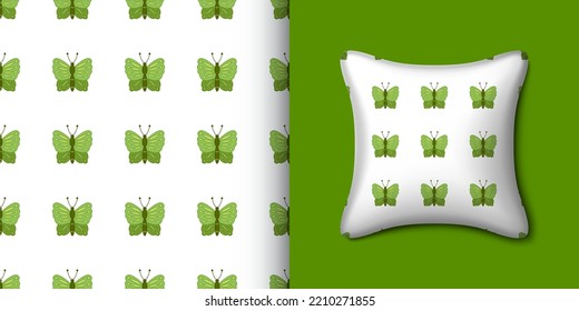 Butterfly seamless pattern with pillow. Vector illustration