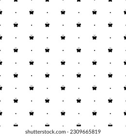 Butterfly seamless pattern. Repeating cute butterflys background. Repeated modern flowers design for prints. Sample texture black and white silhouette insect. Repeat simple swatch. Vector illustration