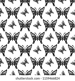 Ilustración de arte de vectores de patrones sin soldadura de mariposa