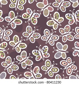 Butterfly seamless pattern. Vector background.