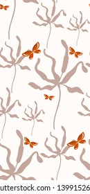 butterfly seamless pattern vector floral design primitive scandinavian