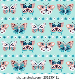 Butterfly seamless pattern. Vector illustration.
