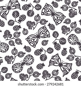 Butterfly seamless pattern. Vector illustration.