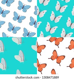Butterfly seamless pattern vector. Summer butterflies background.