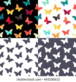 Butterfly Seamless Simple Pattern Background Set Vector Illustration EPS10
