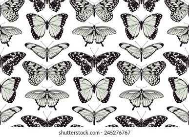 A butterfly seamless tillable vintage background pattern design illustration