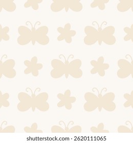 Butterfly seamless vector pattern. Repeating cute hand drawn butterflies background backdrop